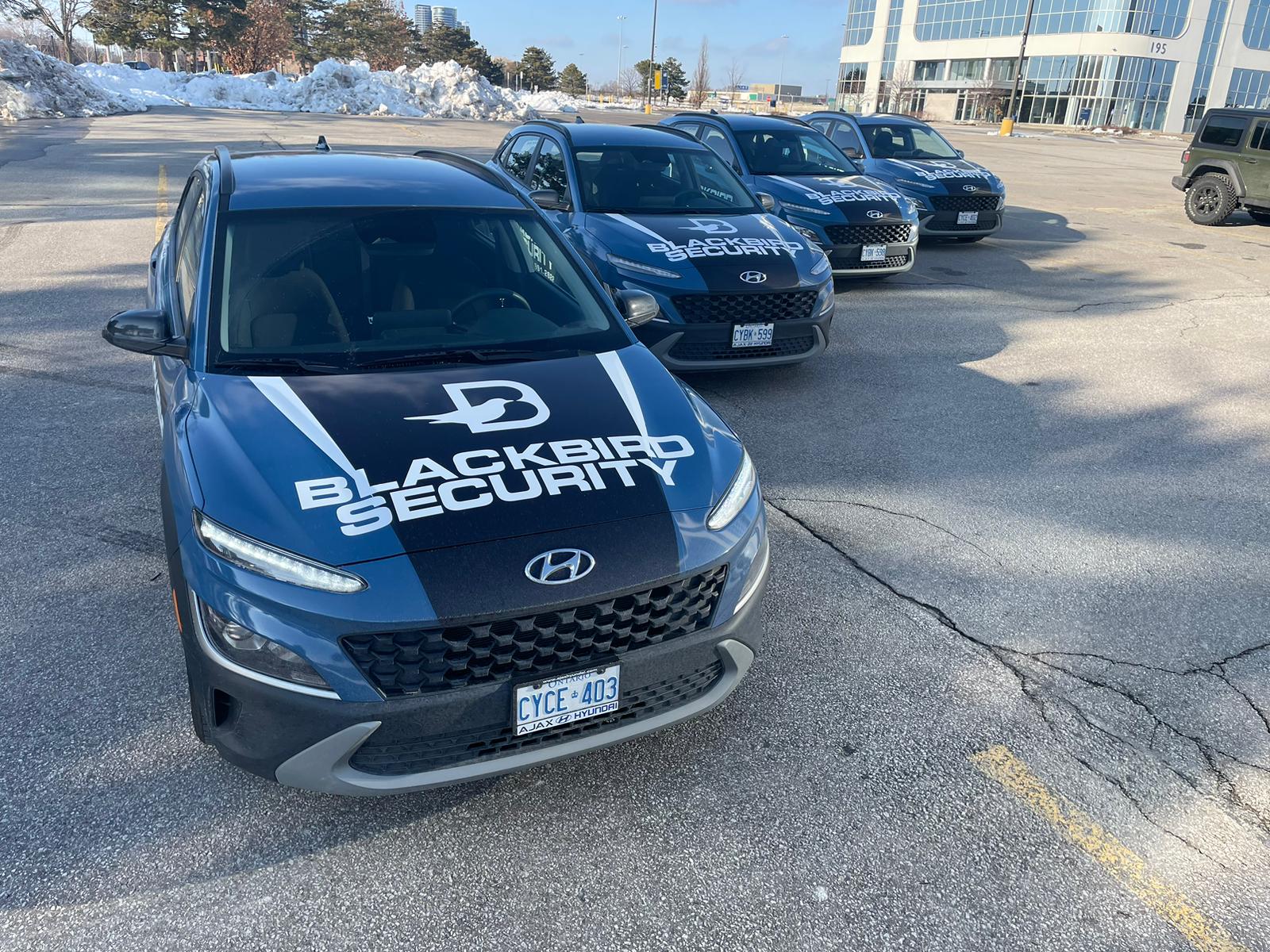 Four Blackbird security Mobile patrol cars