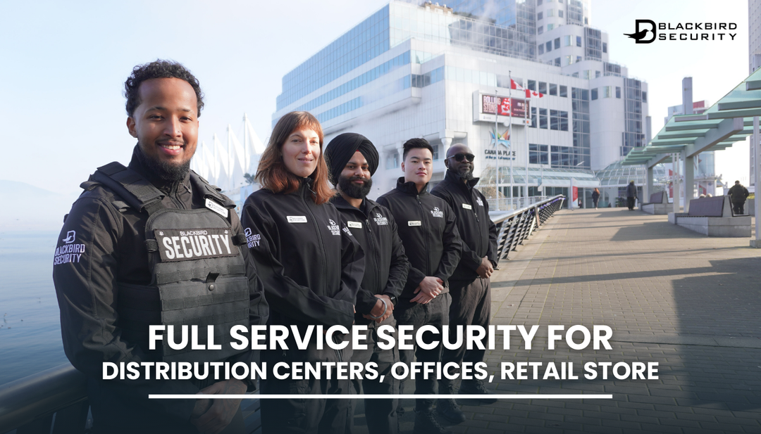 Security guards in Vancouver, Canada, standing outside Canada Place