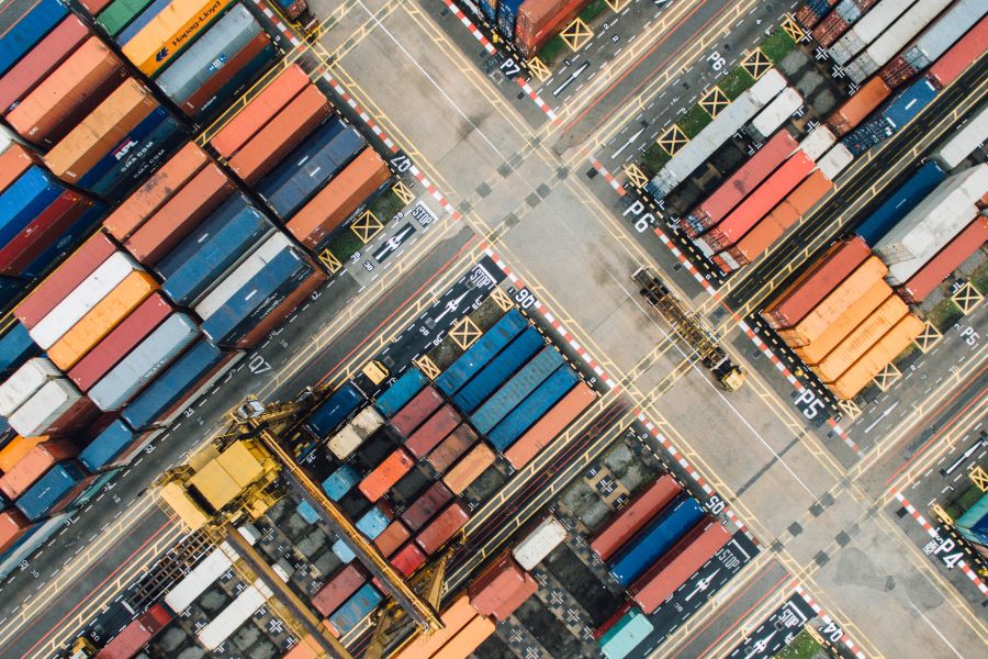 shipping containers at Marine port