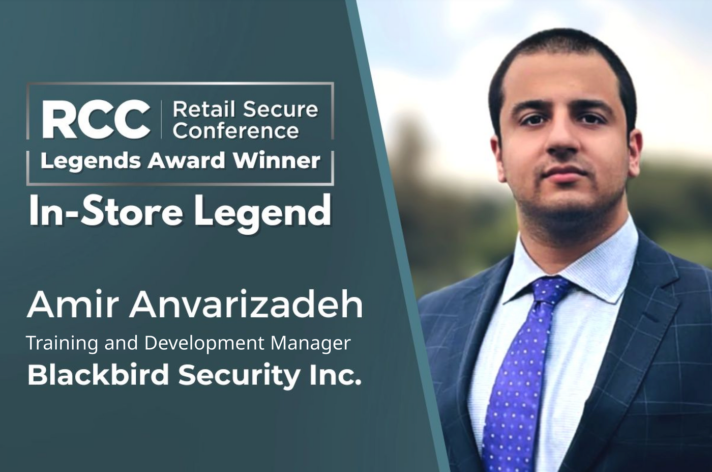 Amir Anvarizadeh wins the In-Store Legend award for retail security loss prevention from the retail council of canada RCC