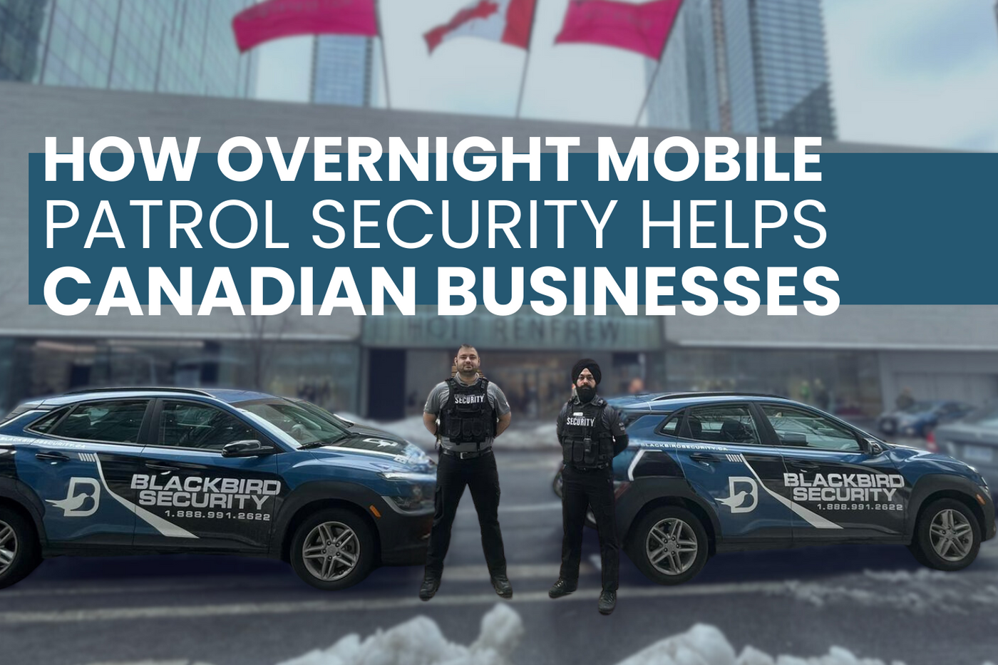 Blackbird Security protects all Canadian industries from warehouse security, retail security, hotel security, construction site security, office site security, and condominium security with mobile patrol security