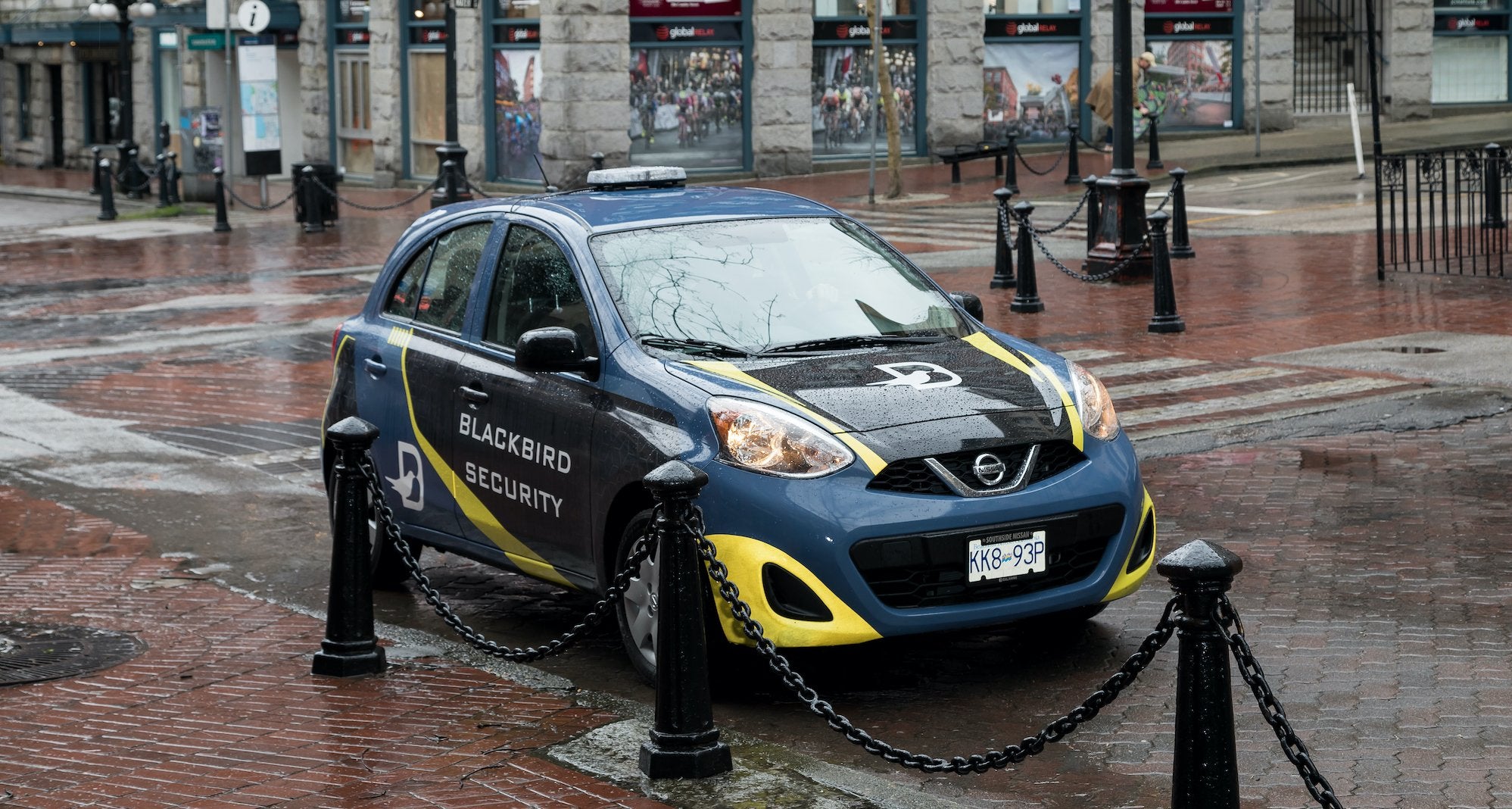 Blackbird Security mobile patrol car in Vancouver, BC Canada